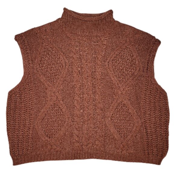 SHE + SKY Sweater Vest Rust Sleeveless Cable Knit Womens Size Small - Picture 3 of 8